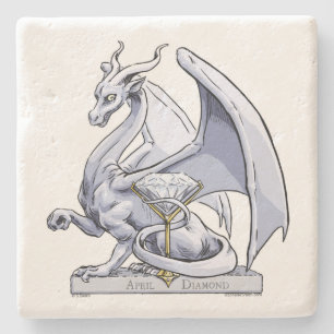 April Birthstone Dragon: Diamant Stenen Onderzetter
