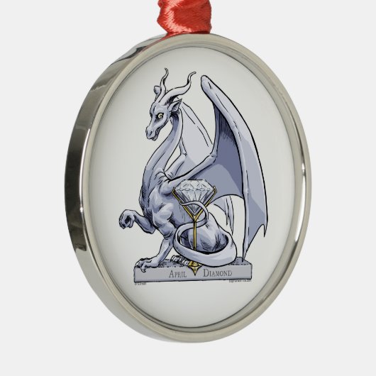 April Birthstone Dragon: Diamond Metalen Ornament (Rechts)