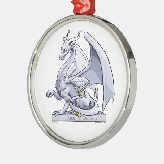 April Birthstone Dragon: Diamond Metalen Ornament (Links)