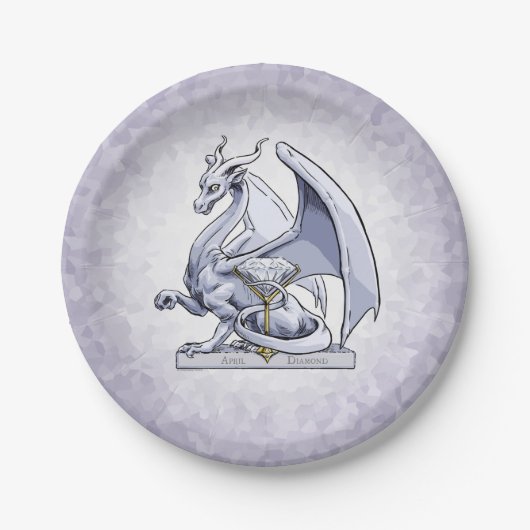 April Birthstone Dragon: Diamond Papieren Bordje (Voorkant)