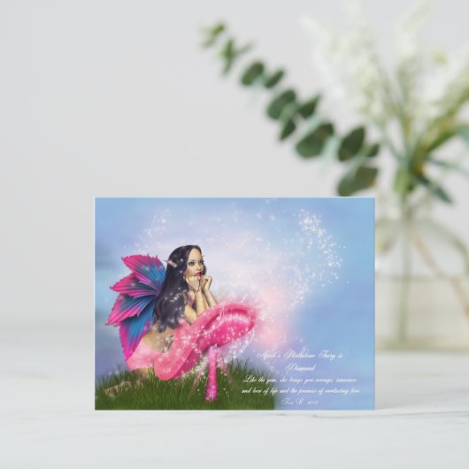 April Birthstone Fairy Briefkaart (Staand voorkant)