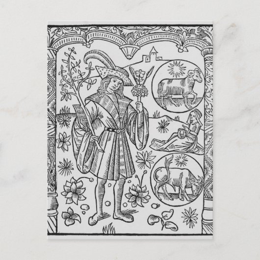 April, bloemen, Aries Briefkaart (Voorkant)