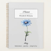 APRIL BLUE DAISY GEBOORTEBLOEM GEPERSONALISEERD PLANNER (Voorkant)