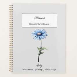 APRIL BLUE DAISY GEBOORTEBLOEM GEPERSONALISEERD PLANNER