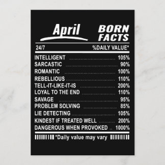 April Born Facts Verjaardag T-shirts Kaart
