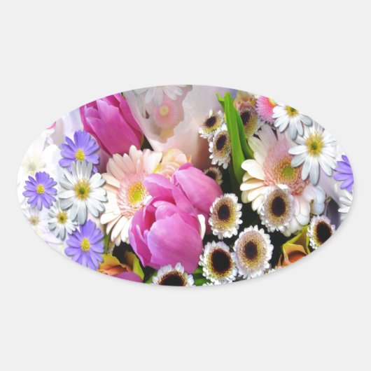 April Bouquet Ovale Sticker (Voorkant)