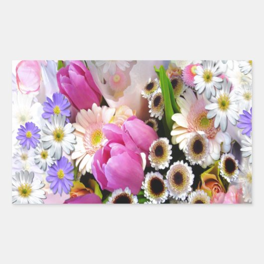 April Bouquet Rechthoekige Sticker (Voorkant)