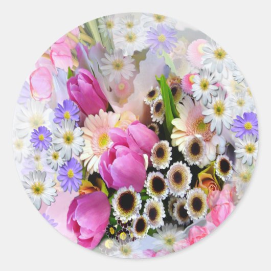 April Bouquet Ronde Sticker (Voorkant)