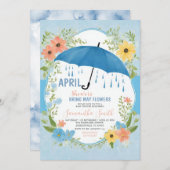 April Buien Brengen Mei Bloemen Blauwe Paraplu Kaart (Voorkant / Achterkant)