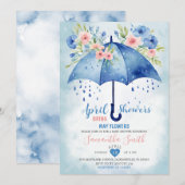 April Buien Brengen Mei Bloemen Blauwe Paraplu Kaart (Voorkant / Achterkant)