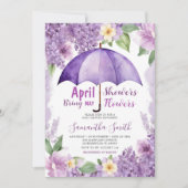 April Buien Brengen Mei Bloemen Paarse Paraplu Kaart (Voorkant)