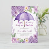 April Buien Brengen Mei Bloemen Paarse Paraplu Kaart (Staand voorkant)