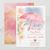 April Buien Brengen Mei Bloemen Roze Paraplu Kaart (Voorkant / Achterkant)