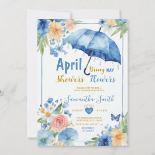 April-buiers brengen May-bloemen Blauwe Paraplu Kaart