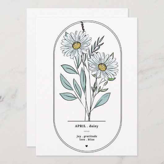April Daisy Birth Flower Print (Voorkant / Achterkant)