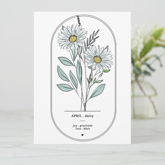 April Daisy Birth Flower Print (Staand voorkant)