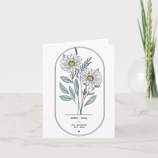 April Daisy Birth Flower Print Notitiekaartje (Voorkant)