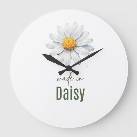 April Daisy Birth Flower Watercolor Wall Clock Grote Klok (Voorkant)