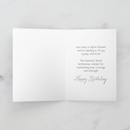 April Daisy en Diamond Birthday Kaart (Binnen)