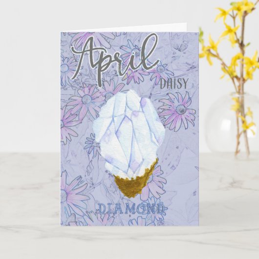 April Daisy en Diamond Birthday Kaart (Gele Bloem)