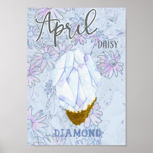 April Daisy en Diamond Birthday Poster (Voorkant)