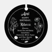 April Daisy en SweetPea Verjaardag Keepsake Metalen Ornament (Achterkant)