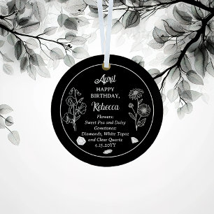 April Daisy en SweetPea Verjaardag Keepsake Metalen Ornament