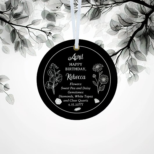 April Daisy en SweetPea Verjaardag Keepsake Metalen Ornament