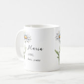 APRIL DAISY GEBOORTE BLOEM MAAND NAAM CADEAU KOFFIEMOK (Voorkant links)