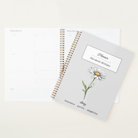 APRIL DAISY GEBOORTEBLOEM GEPERSONALISEERD PLANNER (Display)