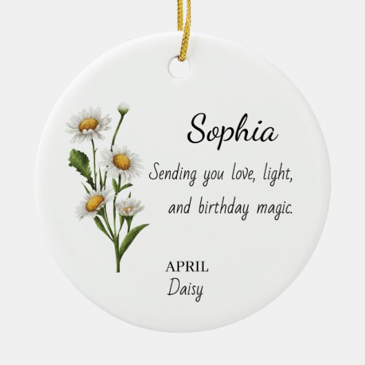 April Daisy Personalized Birthday Keramisch Ornament (Voorkant)