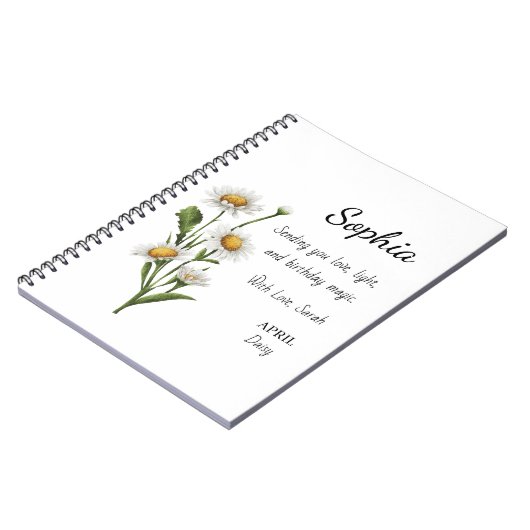 April Daisy Personalized Birthday Notitieboek (Linkerzijde)