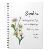 April Daisy Personalized Birthday Notitieboek (Voorkant)