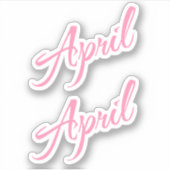 April Decoratieve Naam in Roze x2 Sticker (Voorkant)