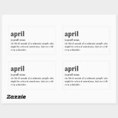 April Definitie Verjaardag Rechthoekige Sticker (Vel)