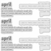 April Definitie Verjaardag Sticker (Voorkant)