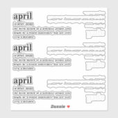 April Definitie Verjaardag Sticker (Vel)