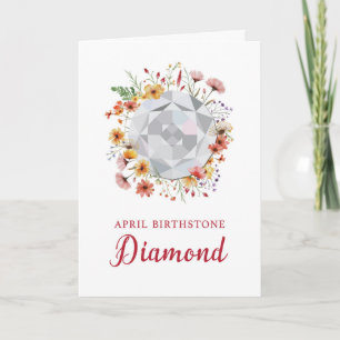 April Diamant Verjaardag met Wildbloemen Kaart