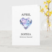 April Diamant Verjaardag Persoonlijk Kaart (Gele Bloem)