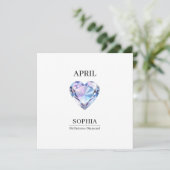 April Diamant Verjaardag Persoonlijk Kaart (Staand voorkant)