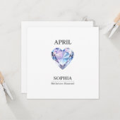April Diamant Verjaardag Persoonlijk Kaart (Voorkant / Achterkant in situ)