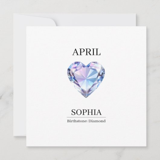 April Diamant Verjaardag Persoonlijk Kaart (Voorkant)