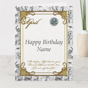 April Diamond Birthstone Birthday 8.5x11-kaart Kaart