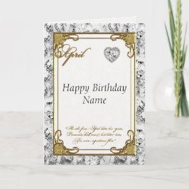 April Diamond Birthstone Verjaardag Kaart