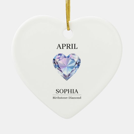April Diamond Verjaardag Persoonlijk Keramisch Ornament (Voorkant)