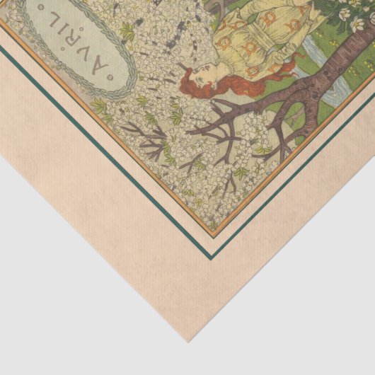 April door Eugene Grasset Tissuepapier (Detail)