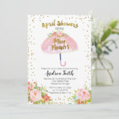 April Douche Bring May Bloemen Uitnodiging (Staand voorkant)