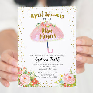 April Douche Bring May Bloemen Uitnodiging
