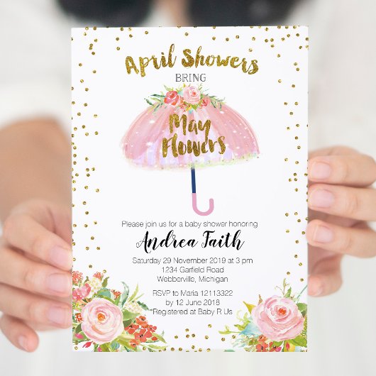 April Douche Bring May Bloemen Uitnodiging