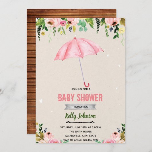 April douche mei thema uitnodiging (Voorkant / Achterkant)